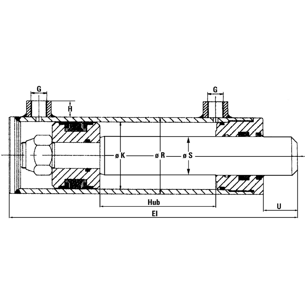 Hydraulikzylinder Kolben-Ø K= 50 mm, Kolbenstange-Ø S = 25 mm