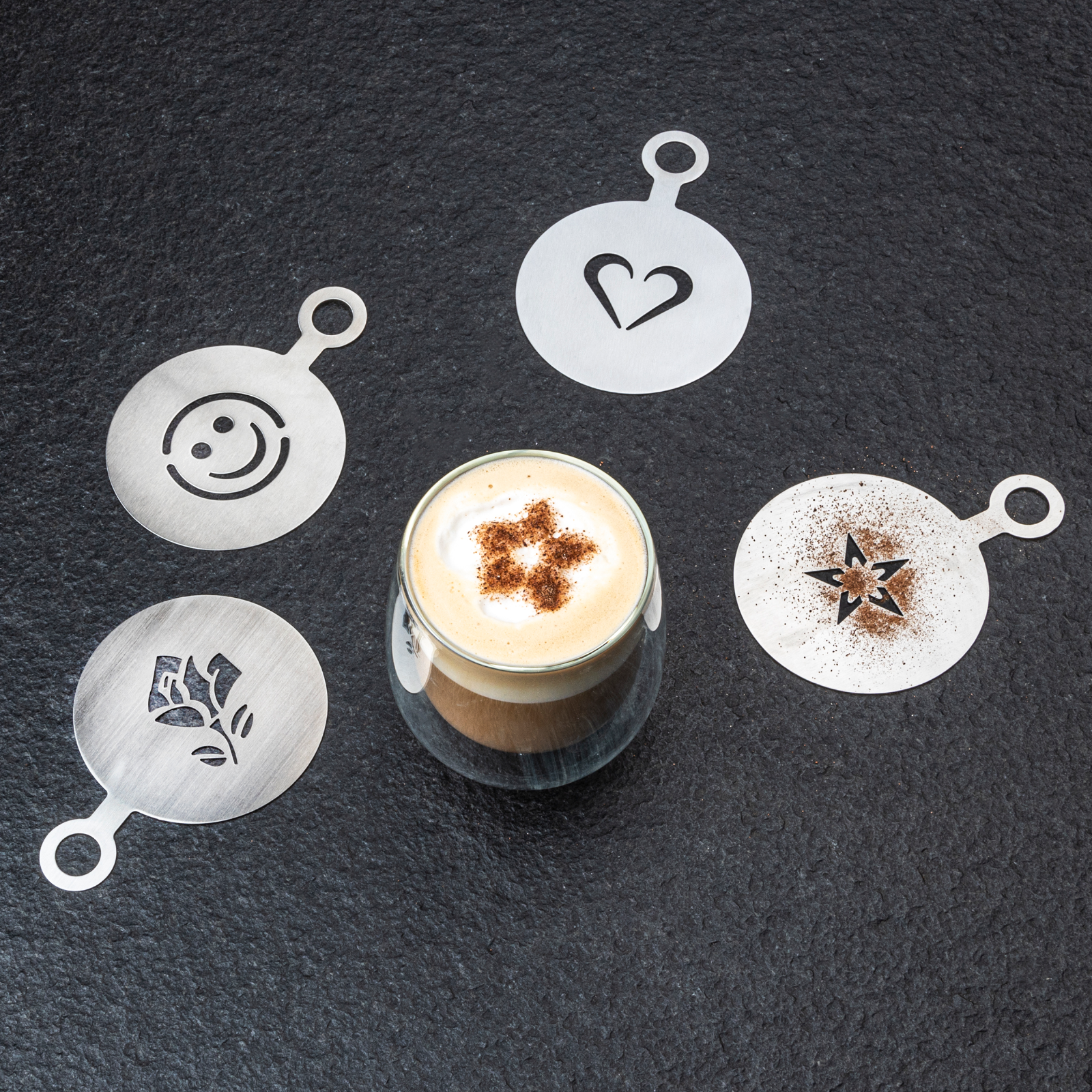 Kaffee Schablone 4er Set