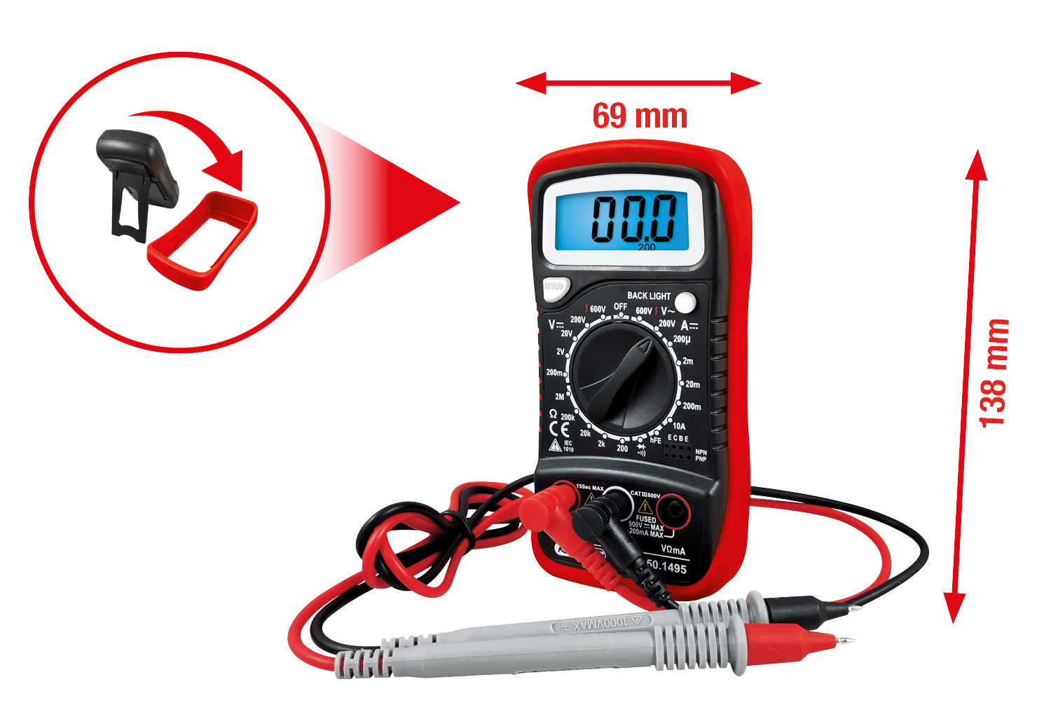 Digital Multimeter inkl. Prüfspitzen und inkl. Batterie