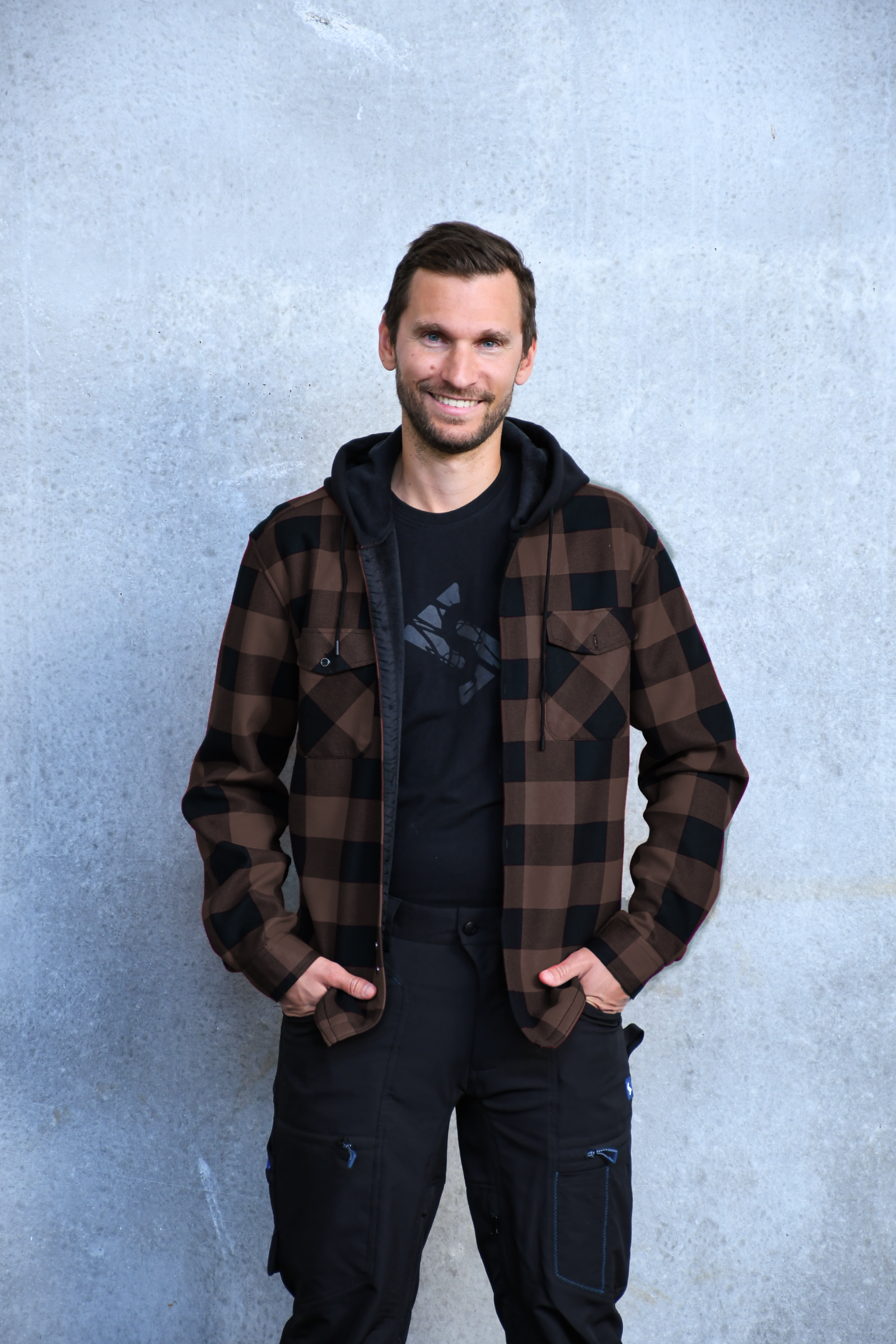 Thermojacke Glenville braun/schwarz-kariert
