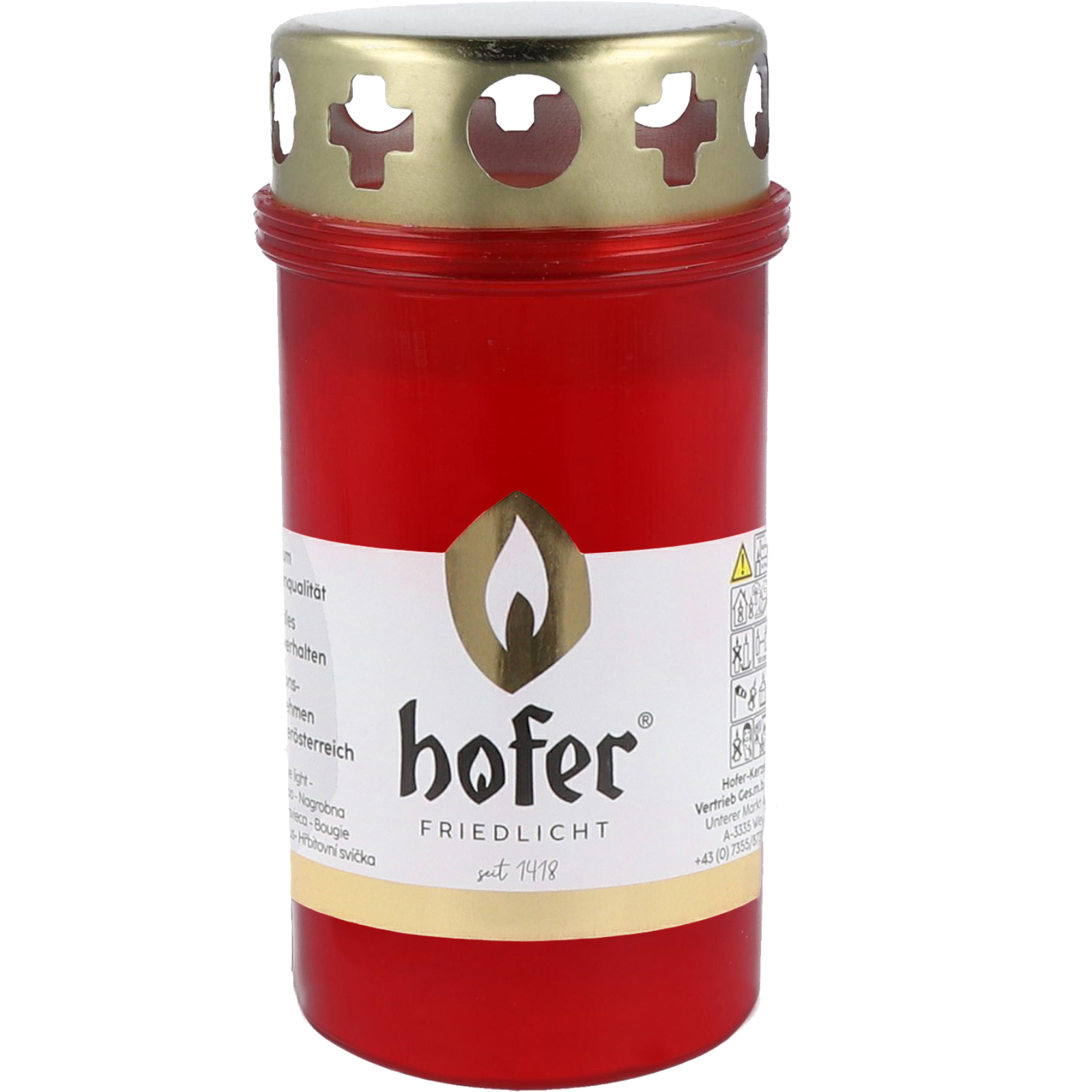 Grabkerze mit Deckel T3 rot   Grabkerze mit Deckel T3 rot