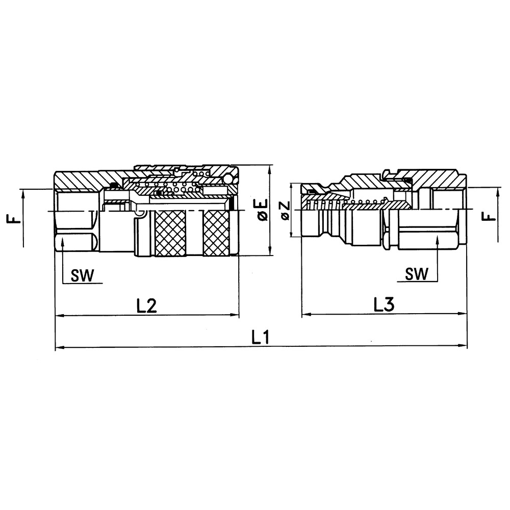 Stecker flachdichtend mit Innengewinde Serie PLT1
