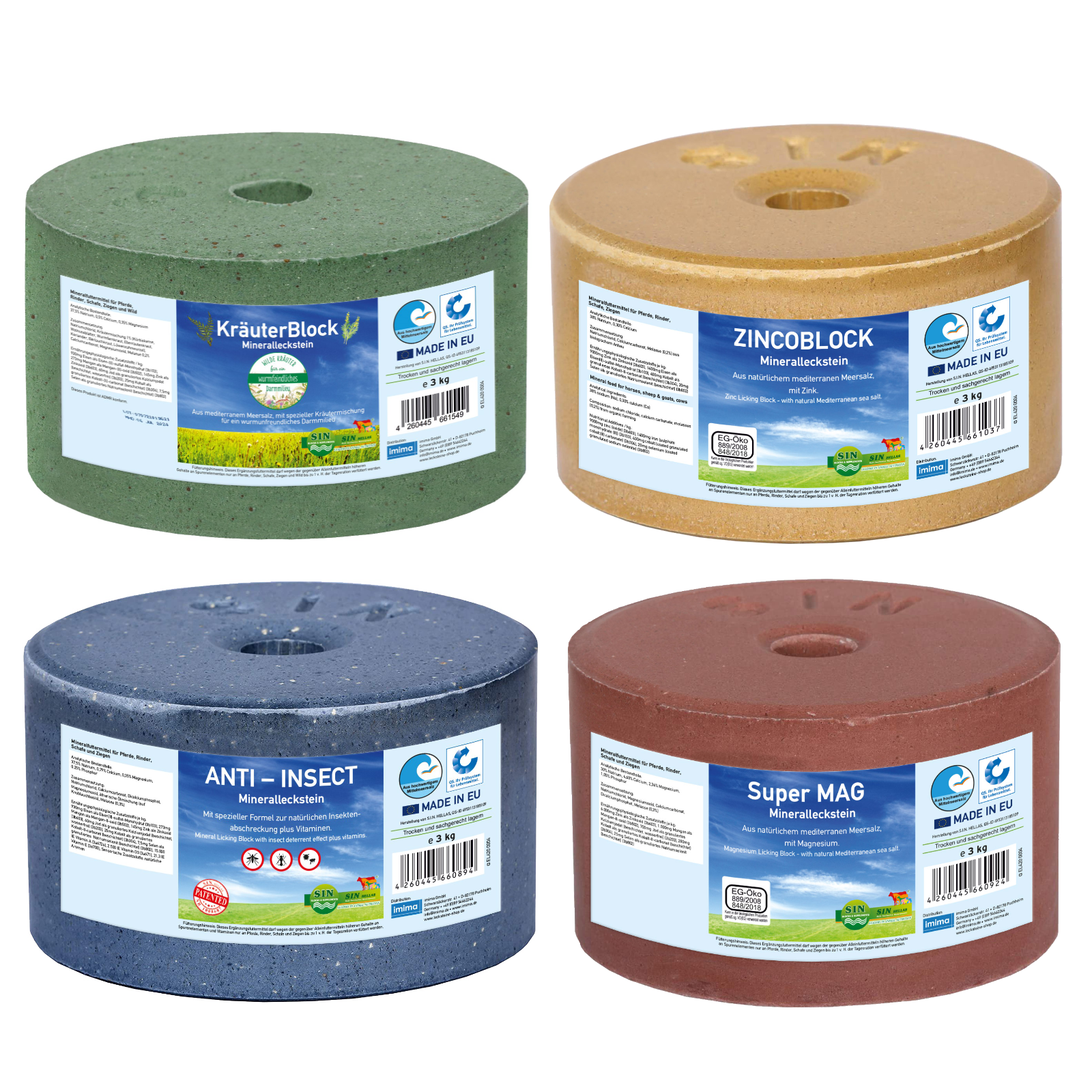 Leckstein-Set 4x3 kg