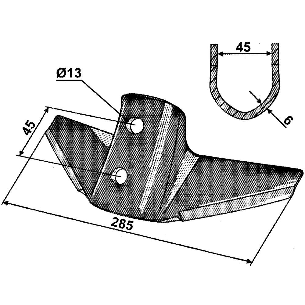 Flügelschar Kongskilde, 285 mm