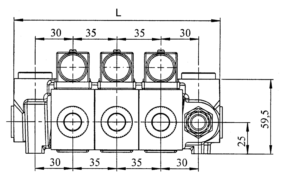 Steuerventil 50/3 doppeltwirkend 12V elektromagnetische Betätigung