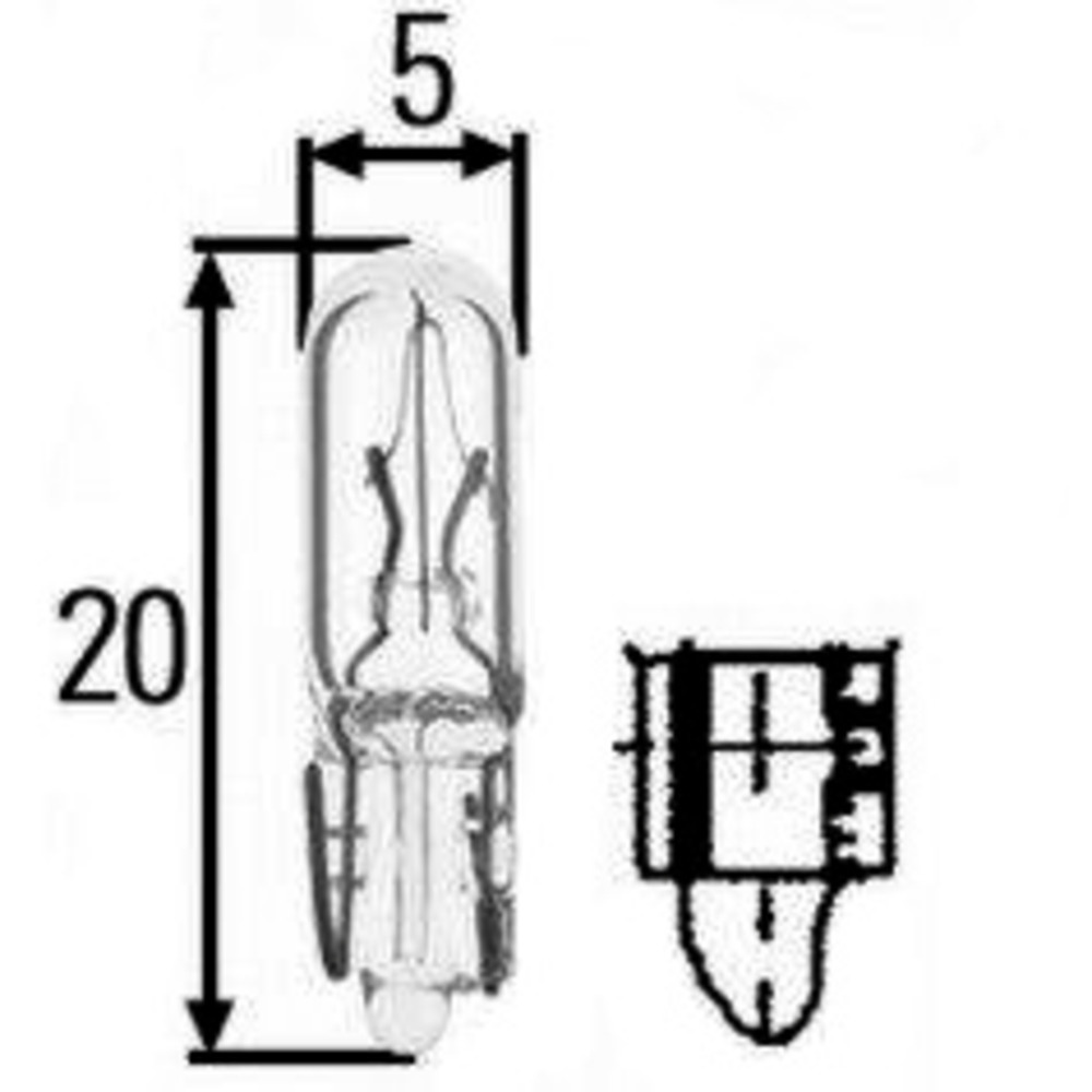 Glassockellampe 12V/1,2W Sockel W2x4,6d , 10 Stück