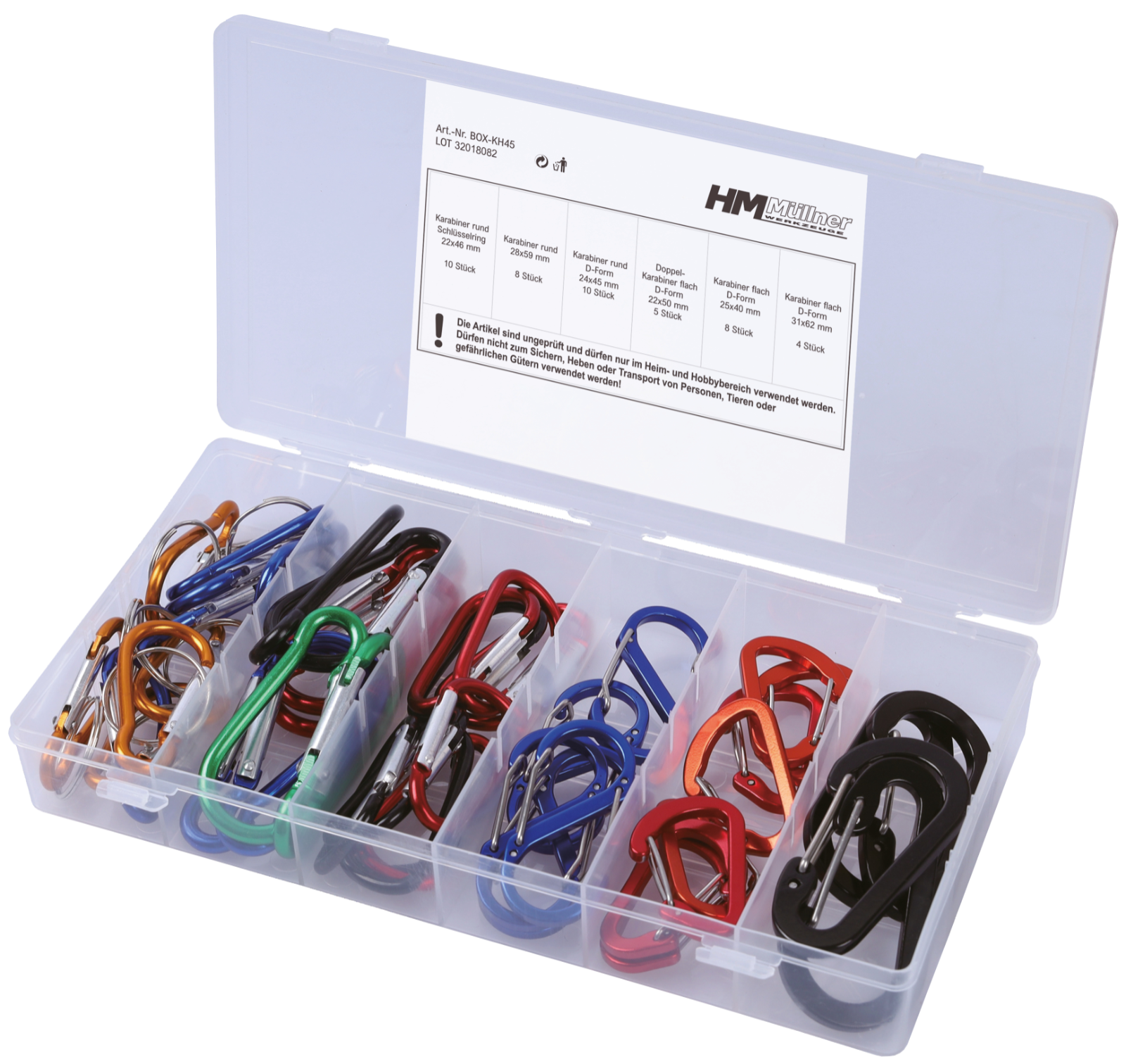 Karabinerhaken Sortiment 45-tlg.