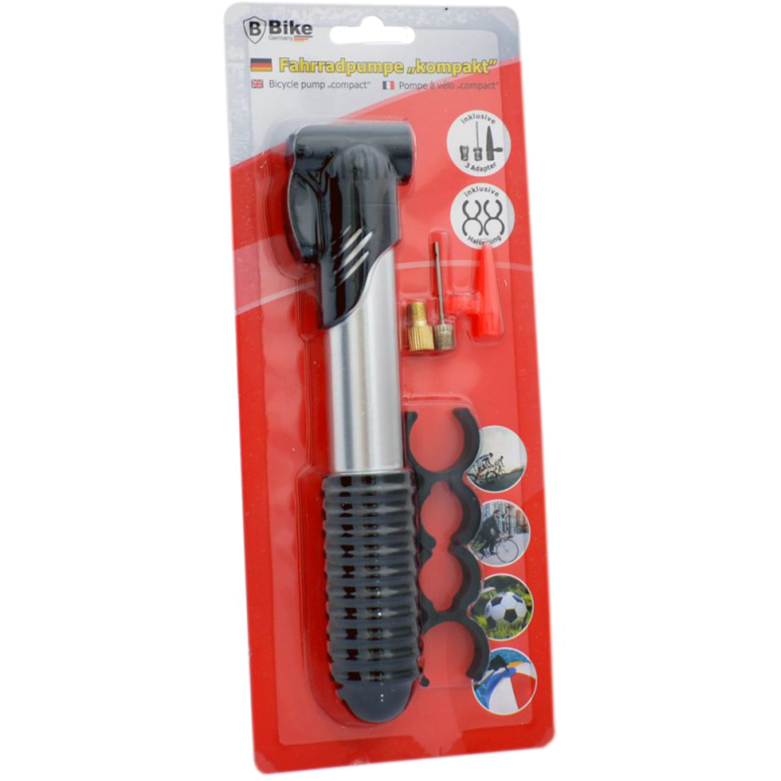 Fahrrad-Luftpumpe 3 Adapter