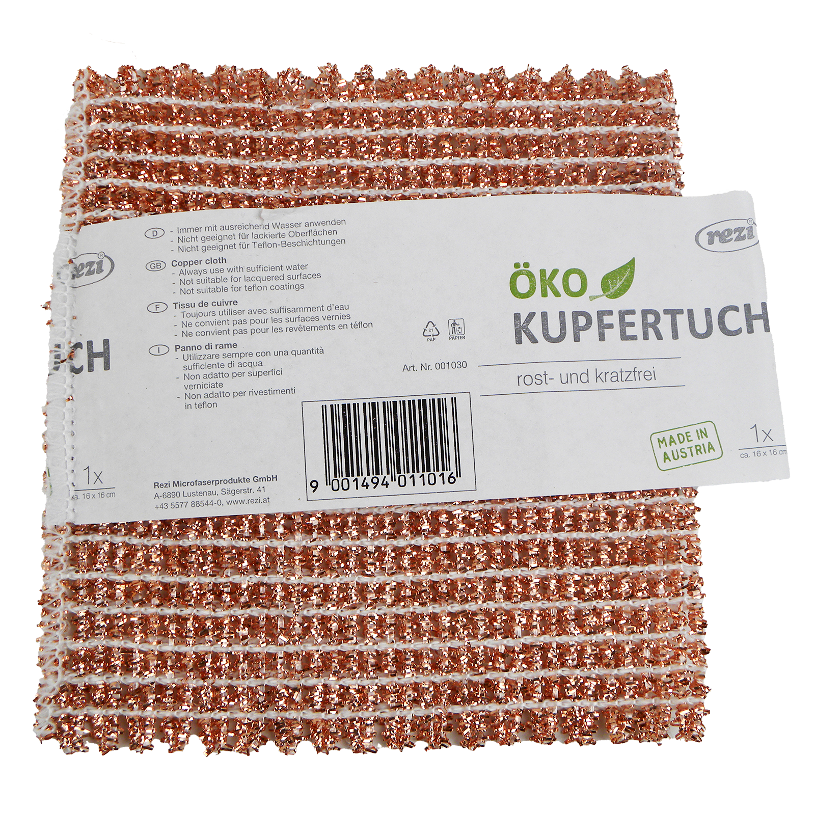 Kupfertuch ÖKO Premium 1 Stk.  16x16cm