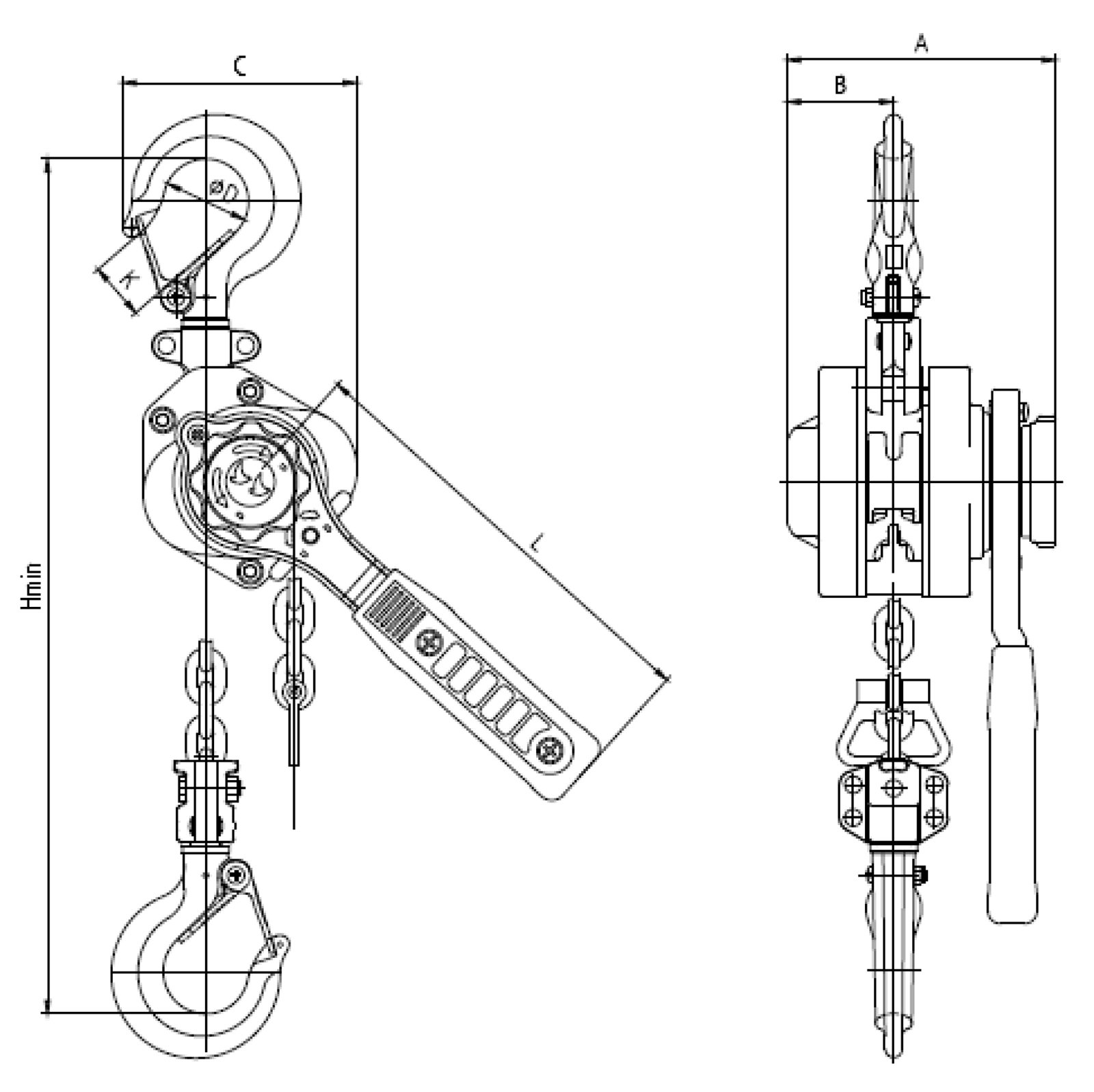 Hebelzug RZH 250kg 3,0m Hub