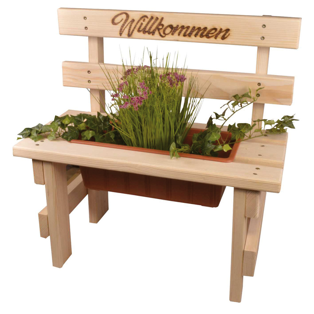 Blumenbank Fichte massiv 'Willkommen'