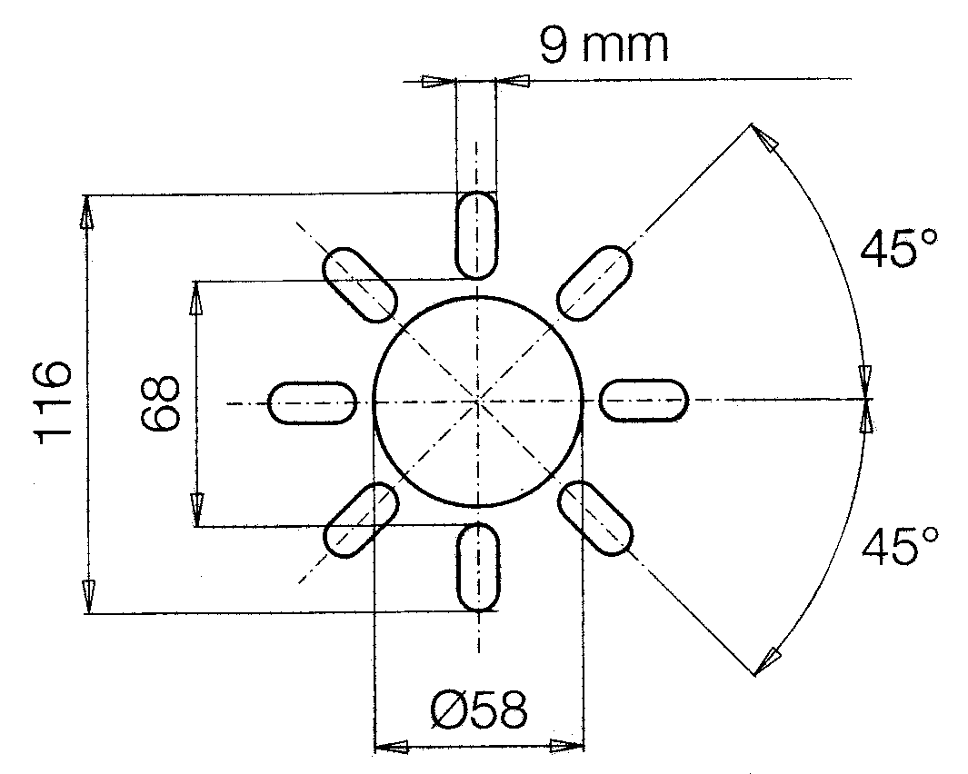 Schutztopf geräteseitig ø240mm mit Langlöcher 9x24mm