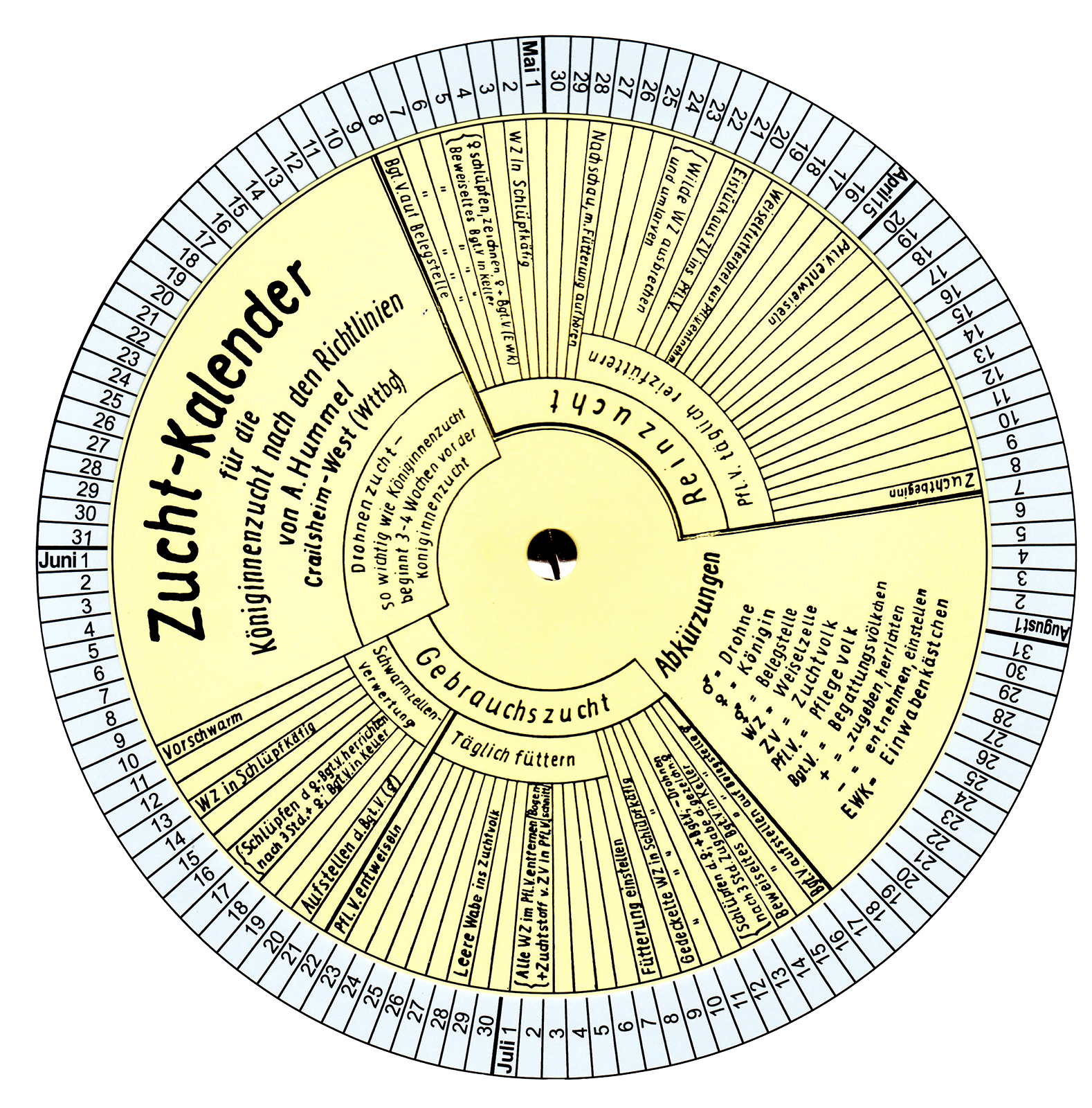 Queen rearing calendar