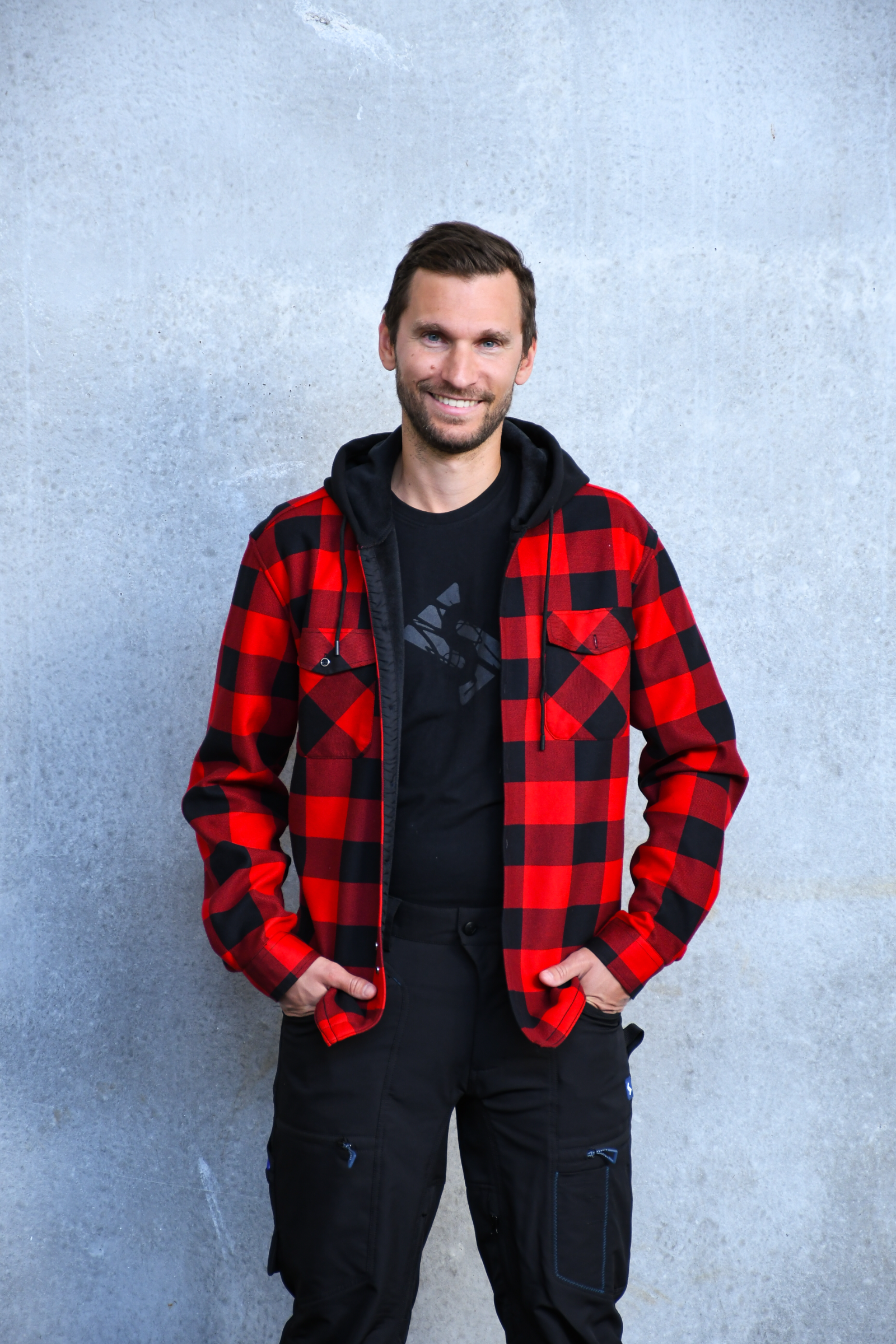 Thermojacke Glenville rot/schwarz-kariert