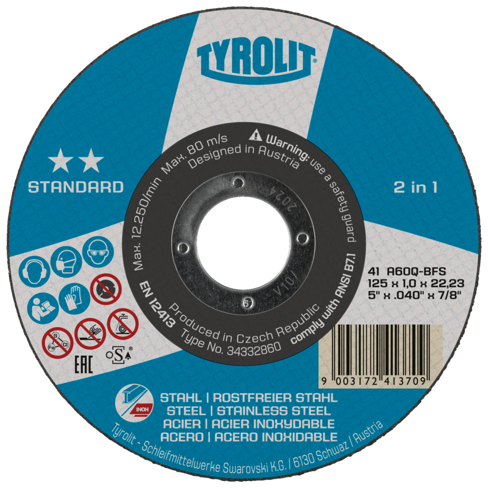 Trennscheibe 125x1,0 - 2in1 für Stahl und Edelstahl