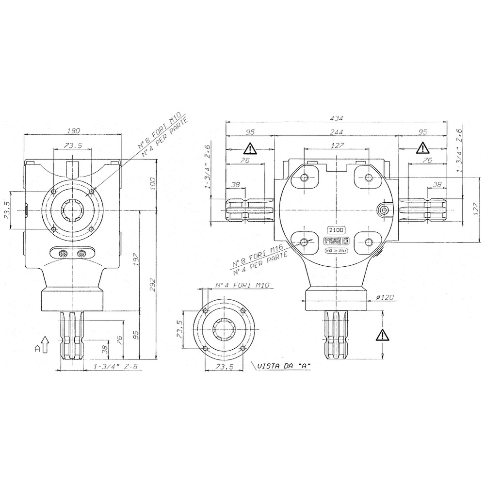 Winkelgetriebe S2100 1:1 Zapfwellenprofil 1 3/8 x 6