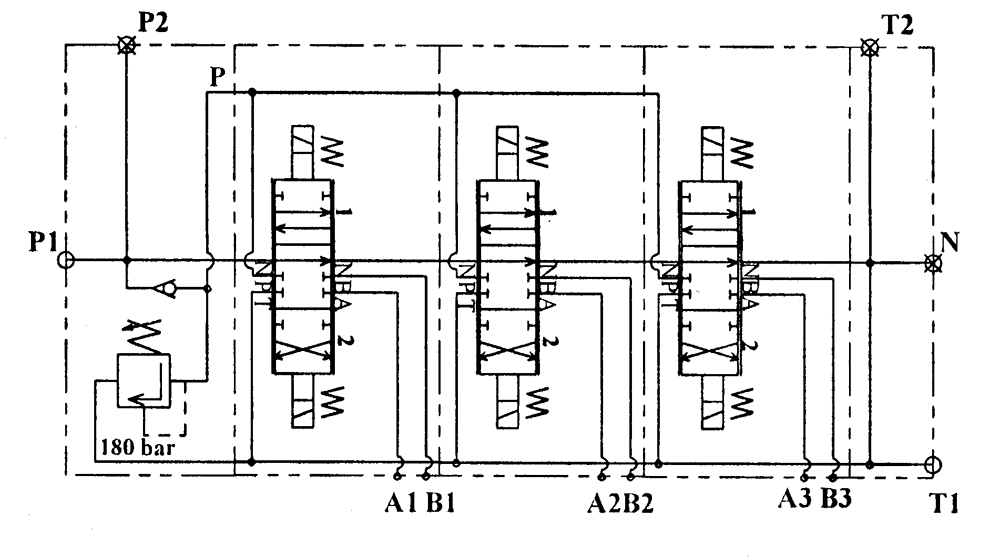 Steuerventil 50/3 doppeltwirkend 12V elektromagnetische Betätigung