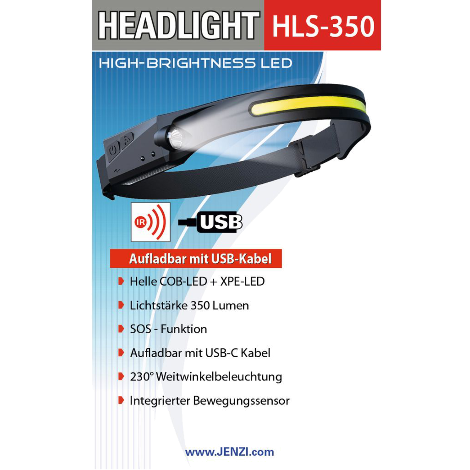 LED Kopflampe HLS-350, aufladbar