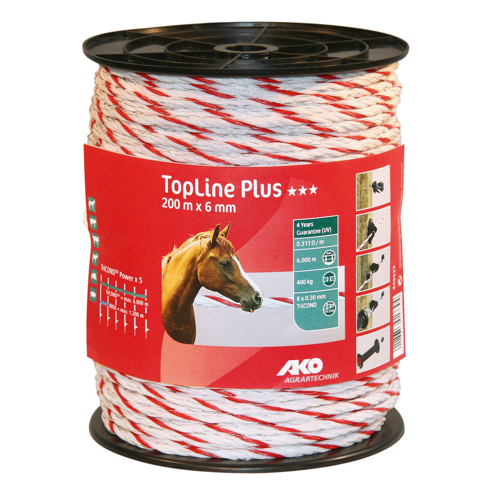 Weidezaunseil TopLine weiß/rot, 6 mm / 200 m