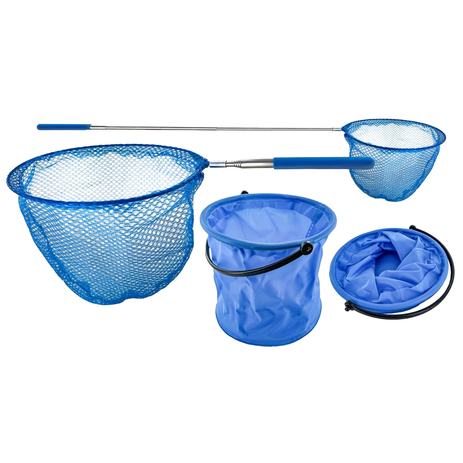 Children's set landing net and folding bucket blue