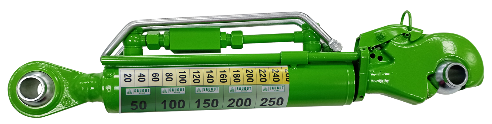 Hydraulischer Oberlenker Kat.2 mit Fanghaken, Kugelauge und Oberlenkerbügel, Hub 250mm