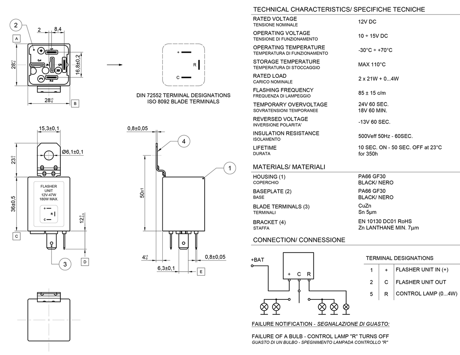 Blinkrelais 12 V/47 W