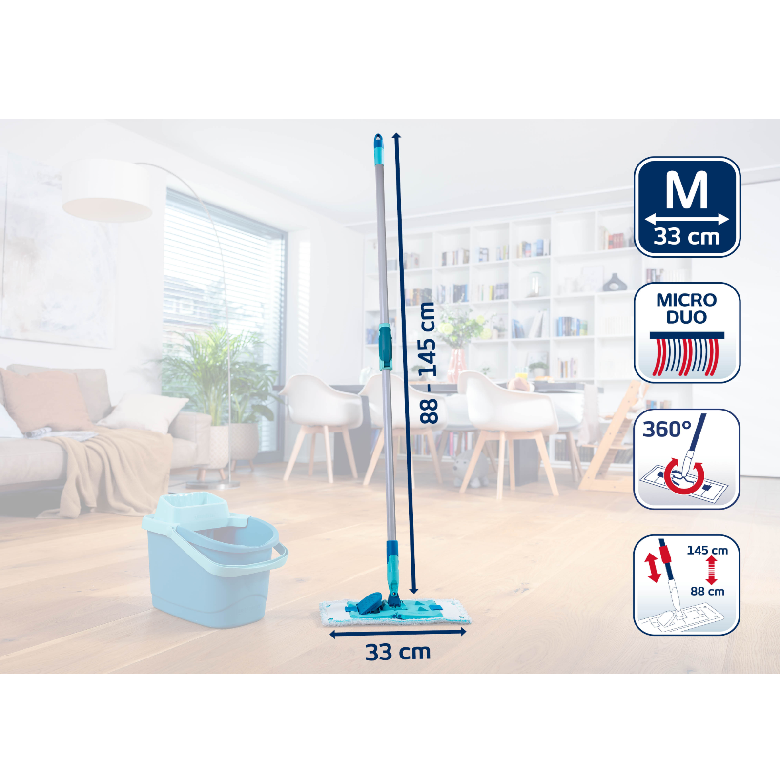 Bodenwischer Power Clean M micro duo Teleskop
