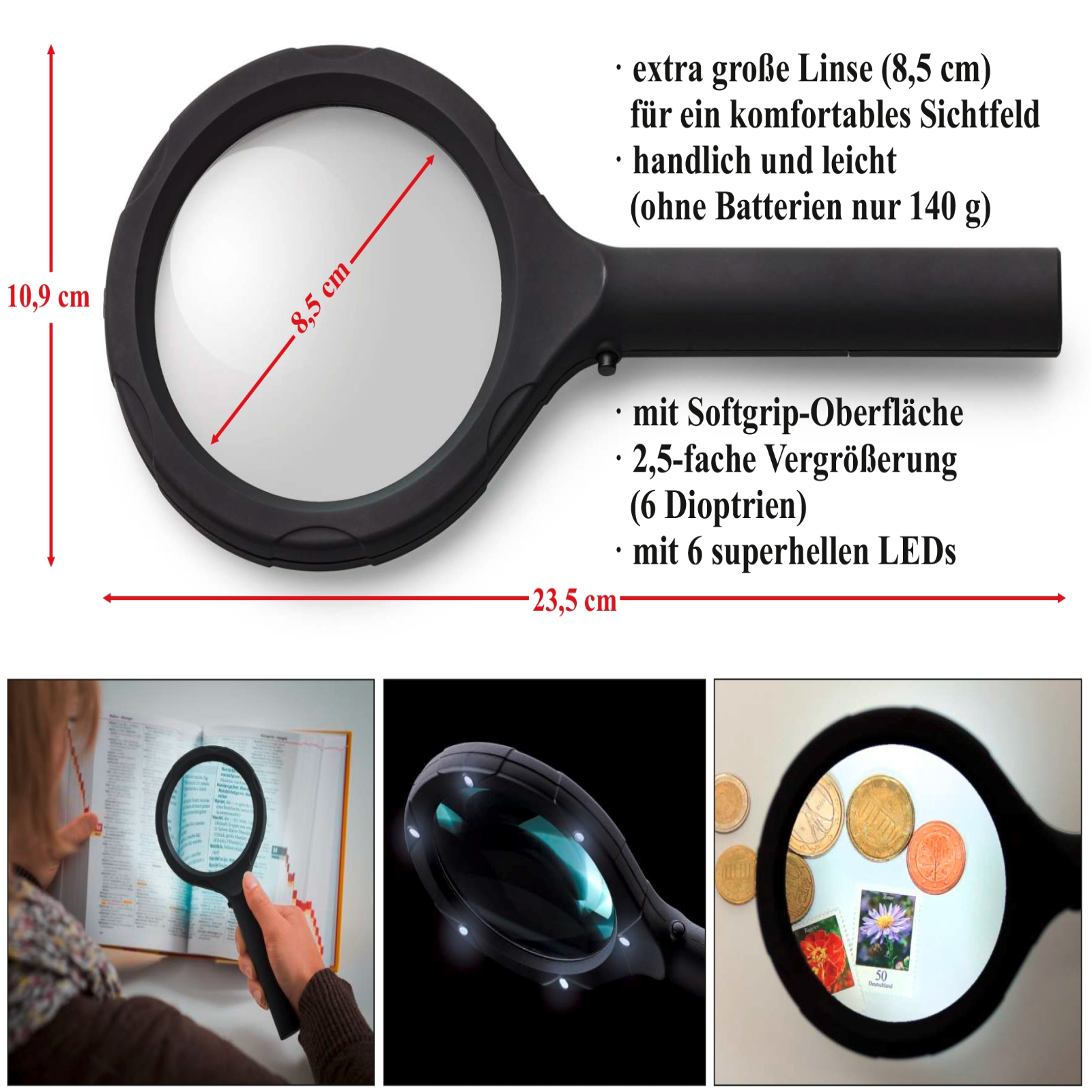 Lupe mit LED Beleuchtung