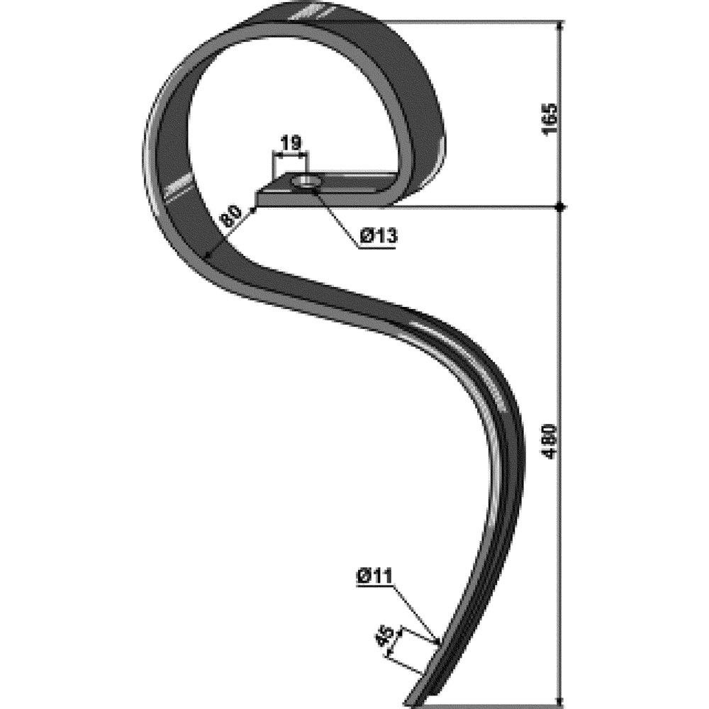 Large spring tine 45x12