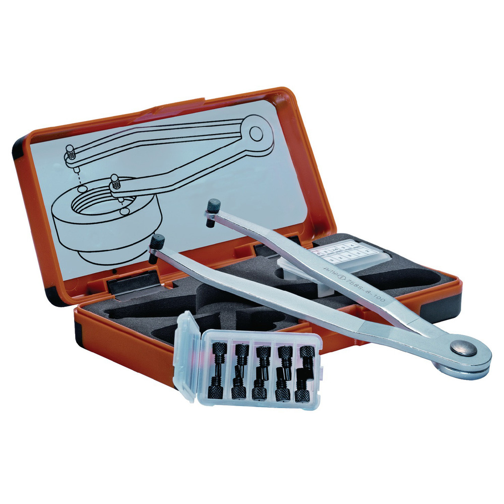 Stirnlochschlüsselsatz für Zweilochmuttern verstellbar AMF