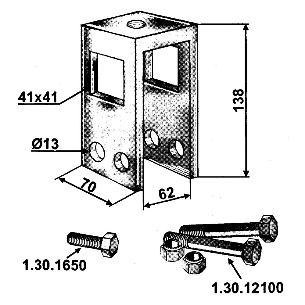 Halter zu Spurlockererzinke für Rahmen 60x60mm