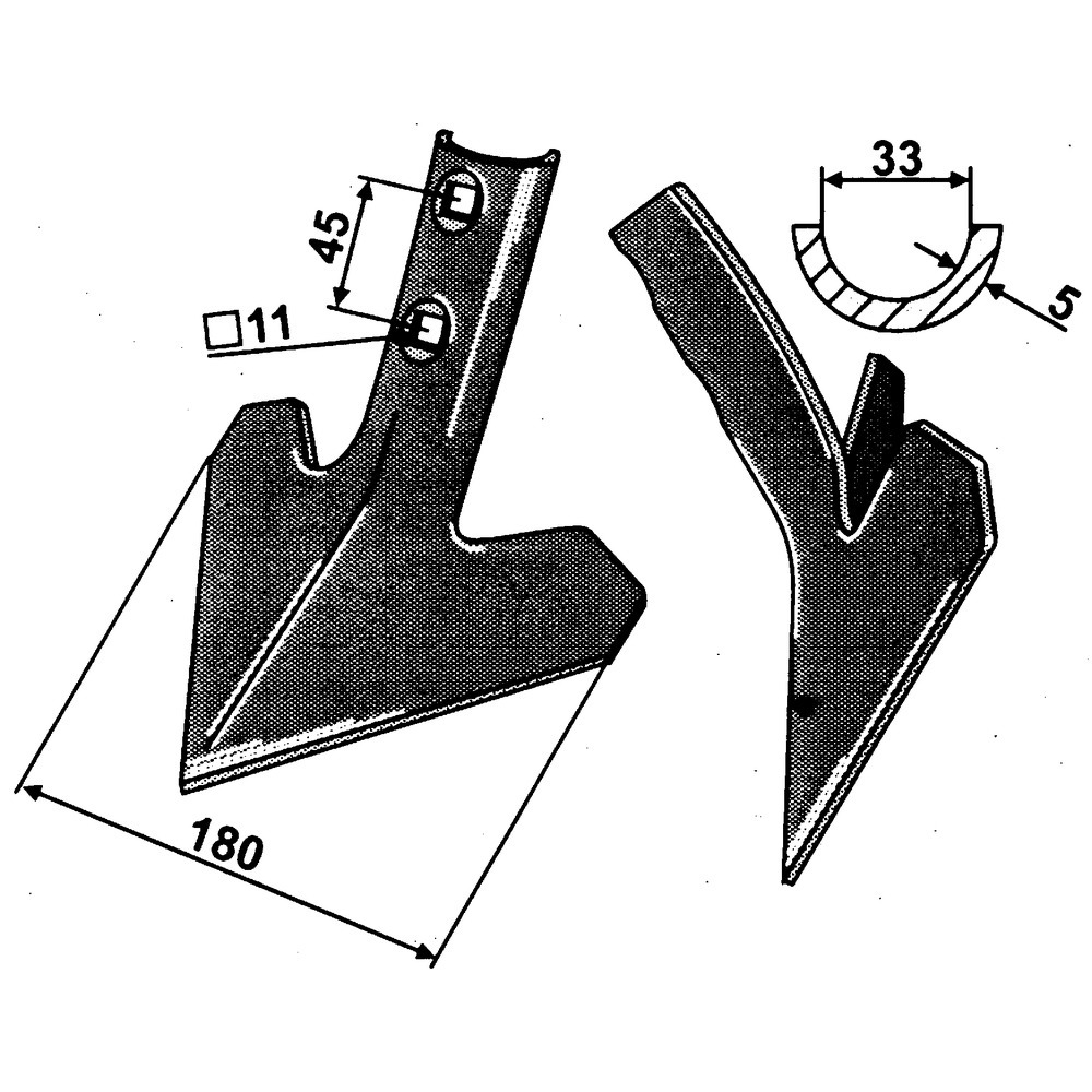 Gänsefußschar 180x5 mm