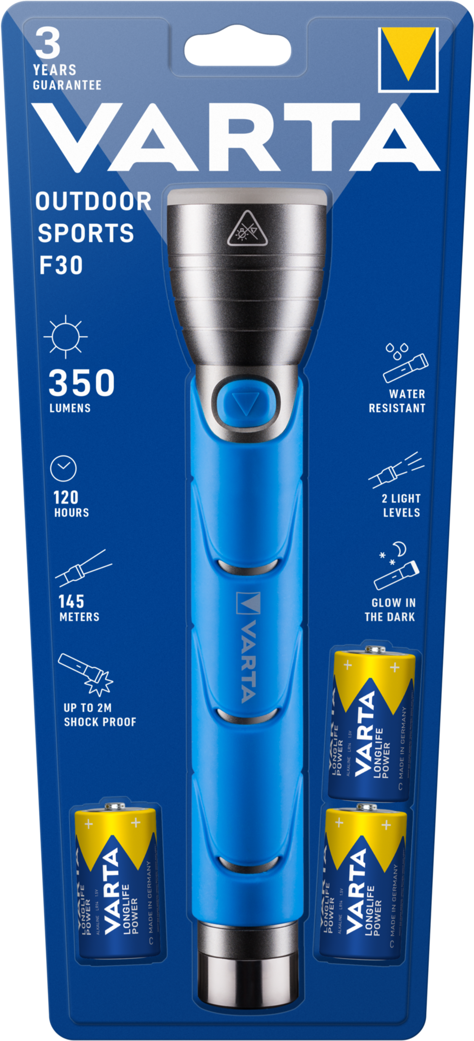 Taschenlampe Outdoor SportsF10 blau 3C inklusive Batterien