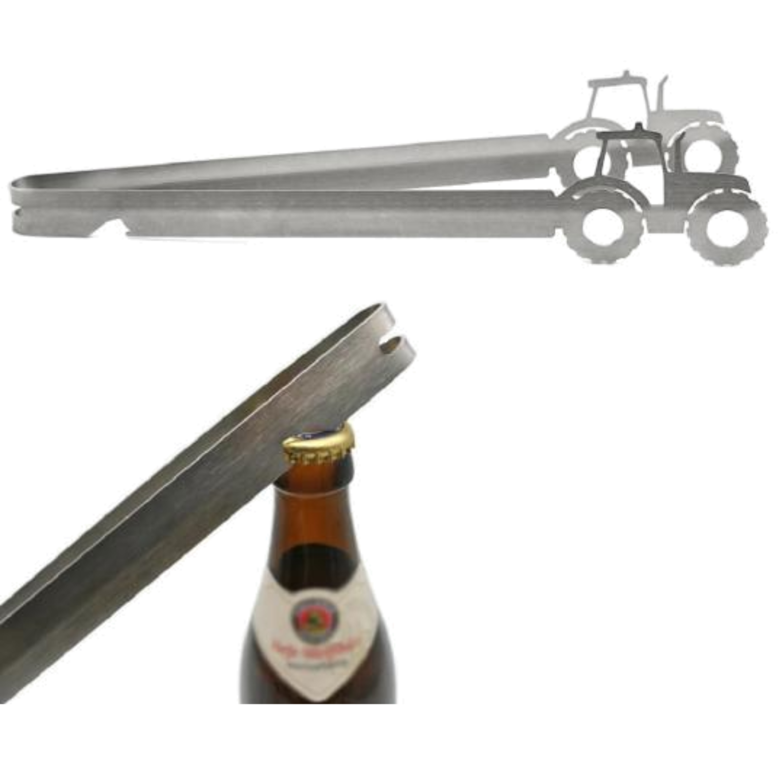 Grillzange aus lebensmittelechtem Edelstahl Traktor -  31cm