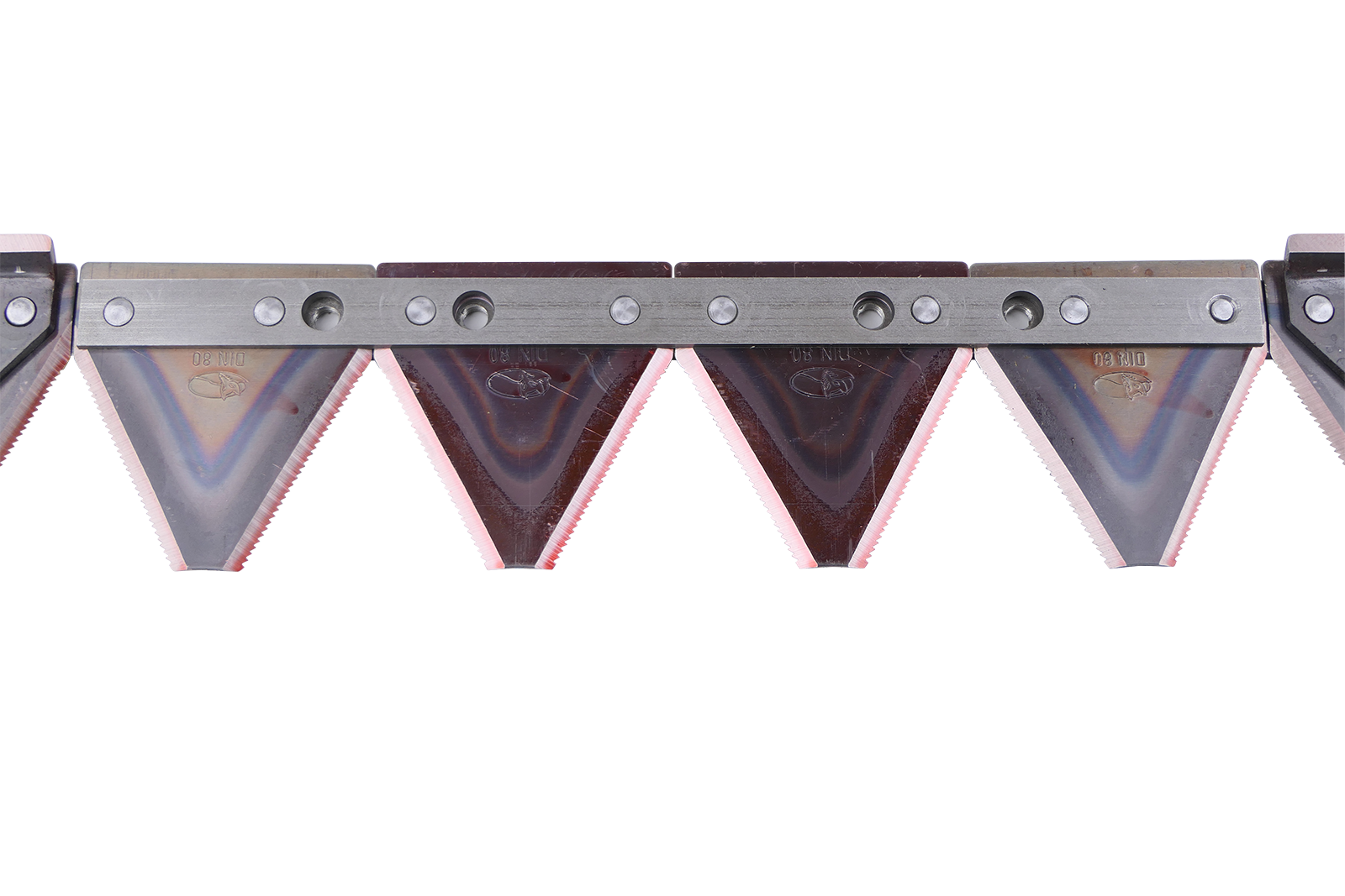 Mähmesser 120 cm, 16 Klingen DIN 80, 4 Stk. Reinigungsplatten, anstelle von Agria 631374