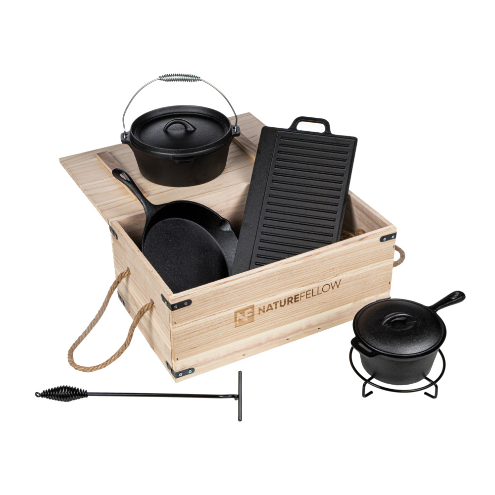 Kochtopf Set 9-tlg. Dutch Oven in Holzbox