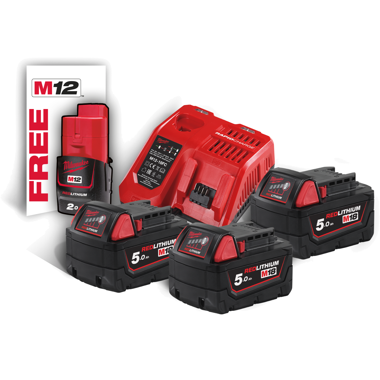 Akku-Starterset M18 3x18 V/5,0 Ah+1x12 V/2,0 Ah