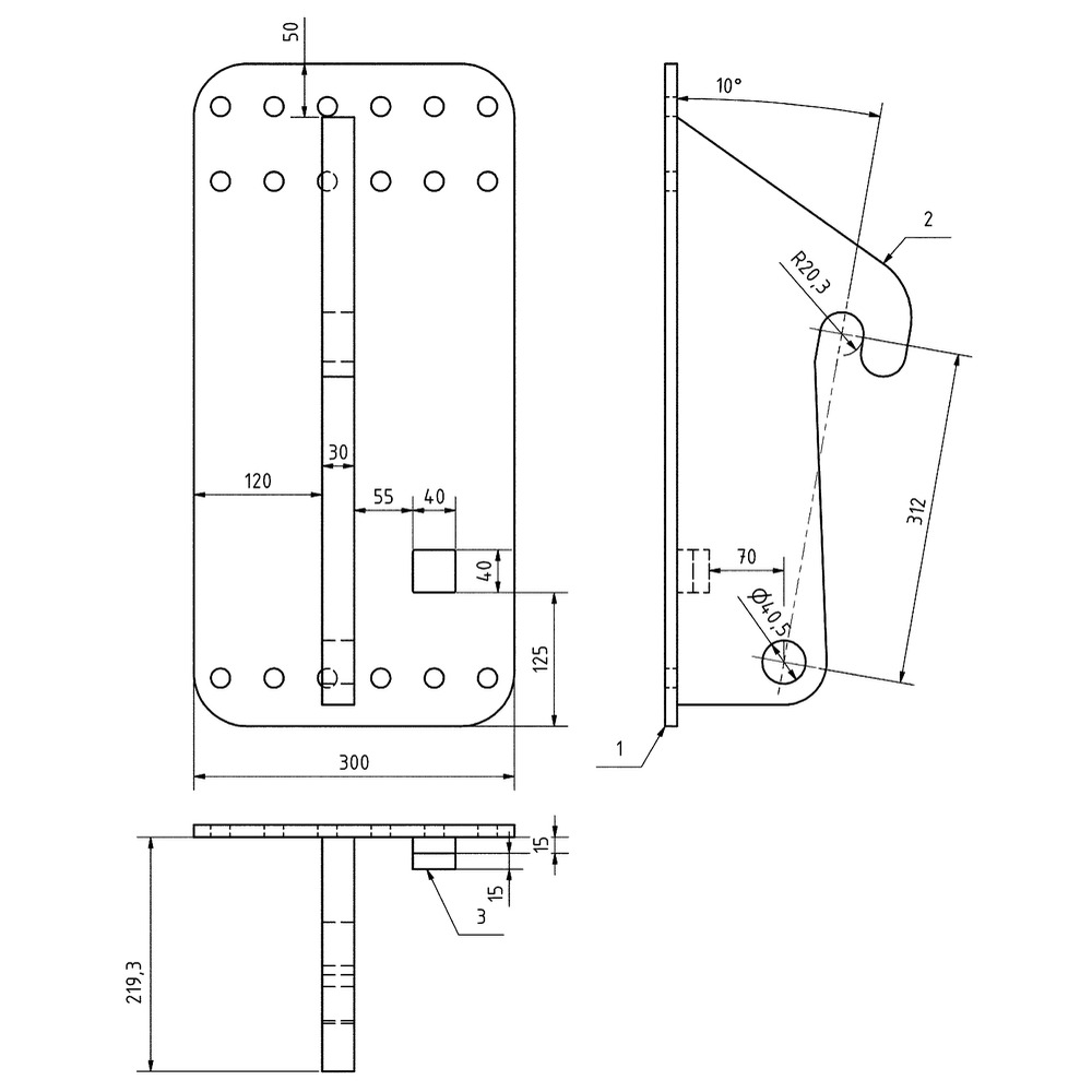Konsole JCB / Liebherr / Volvo, LA=312mm, 1 Paar