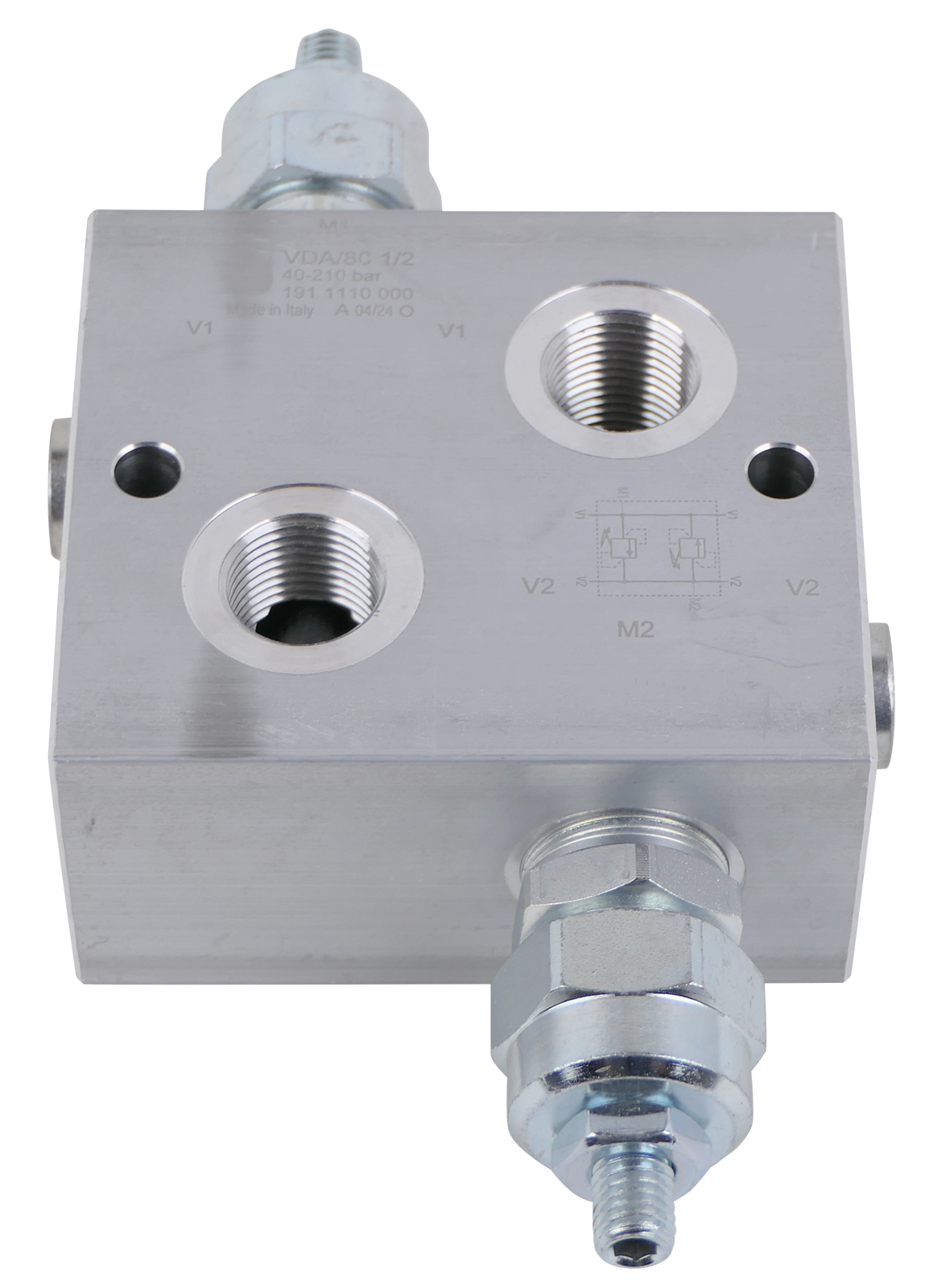 Schockventil doppeltwirkend, Durchfluss 80L/min, max. Druck 260bar, mit Manometeranschluss