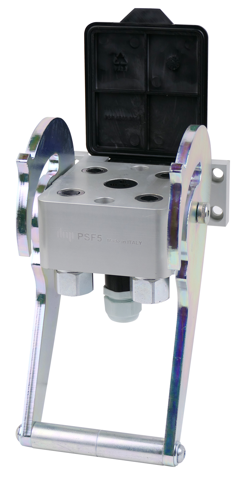 Multikuppler PSF5 1/2 Zoll IG mit 3-poliger Elektrokupplung, Festteil mit Verschlusshebel