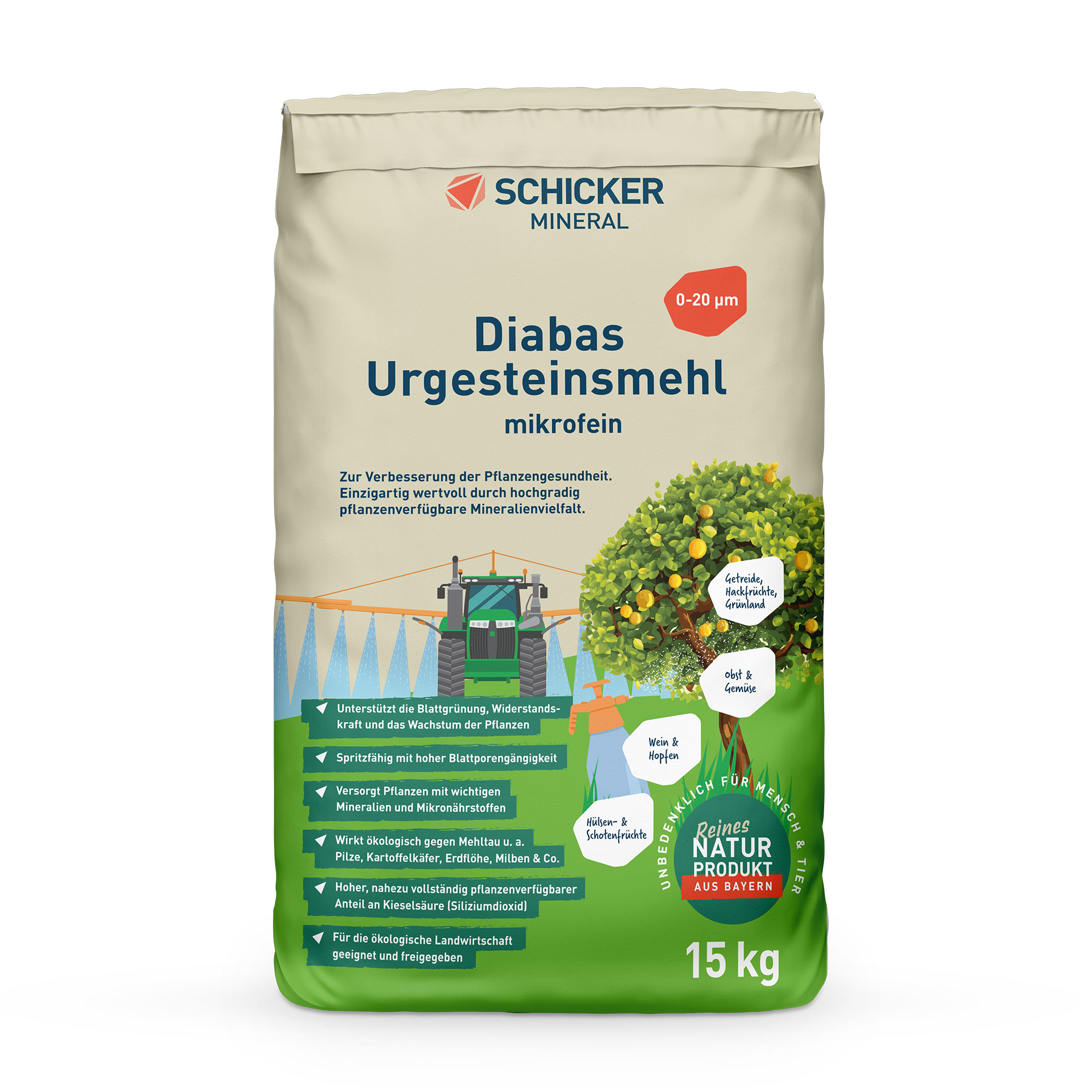 Diabas Urgesteinsmehl mikrofein - 15 kg Sack