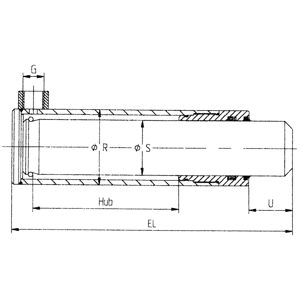 Plungerzylinder Kolbenstange-Ø S = 25 mm
