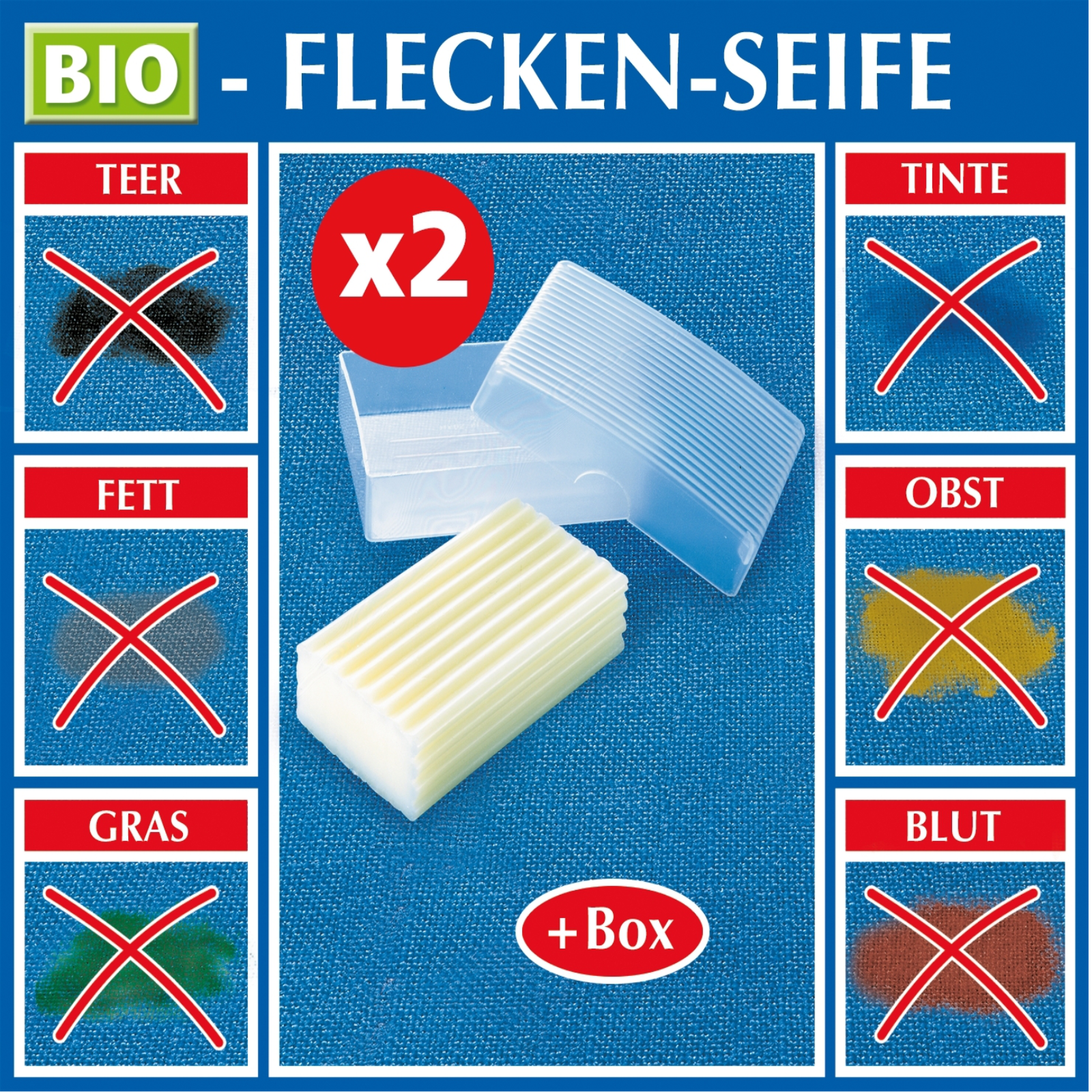 Fleckenseife BIO 2er mit Seifendose