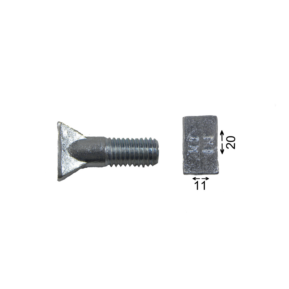 Fingerschraube/Schuhschraube M10x35 Vierkantkopf 20x11mm, ohne Mutter
