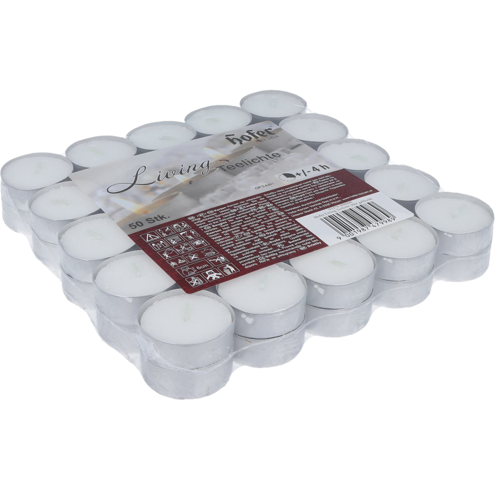 Teelichter Living 50er Packung weiß