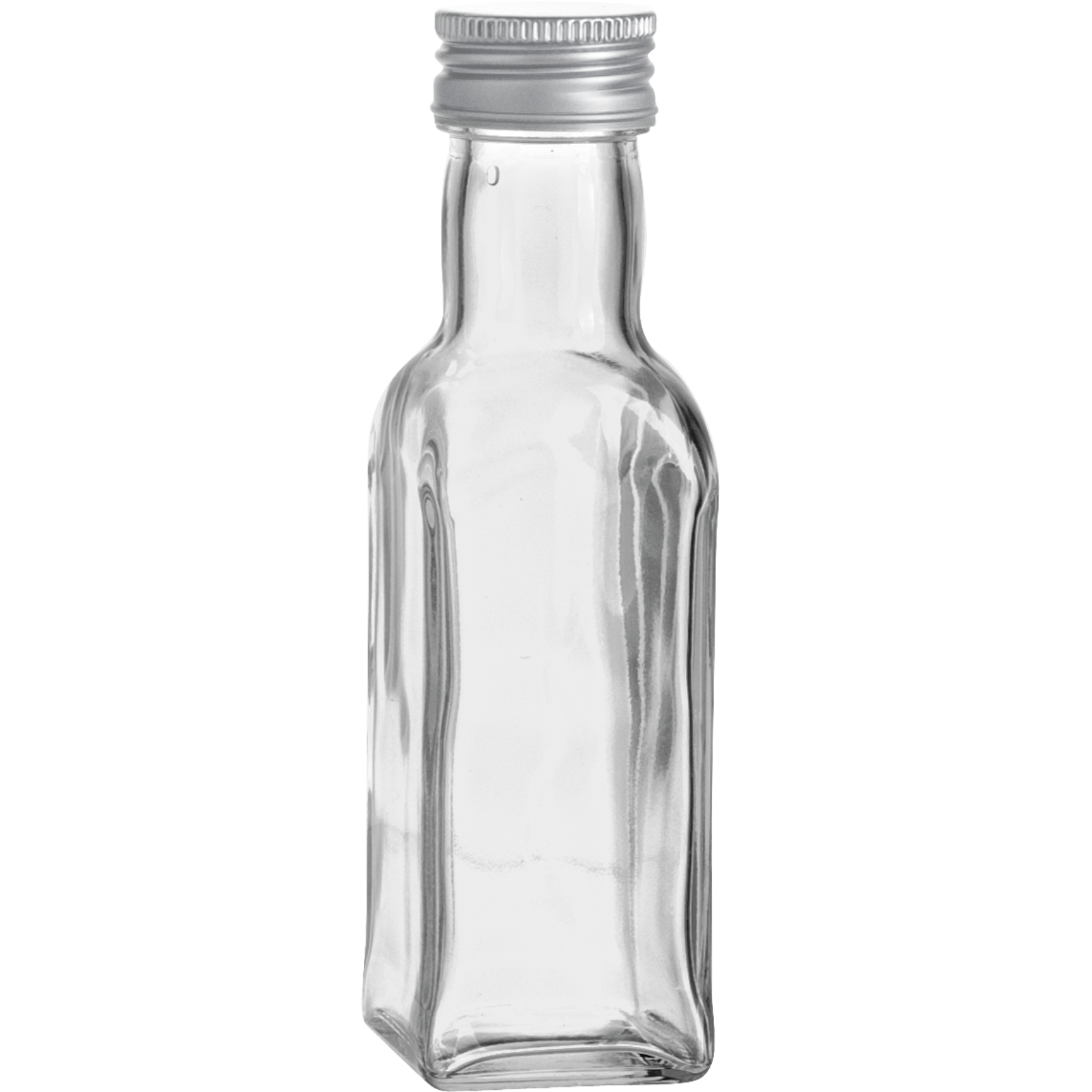Flasche klar 4-kant mit  Schraubverschluss