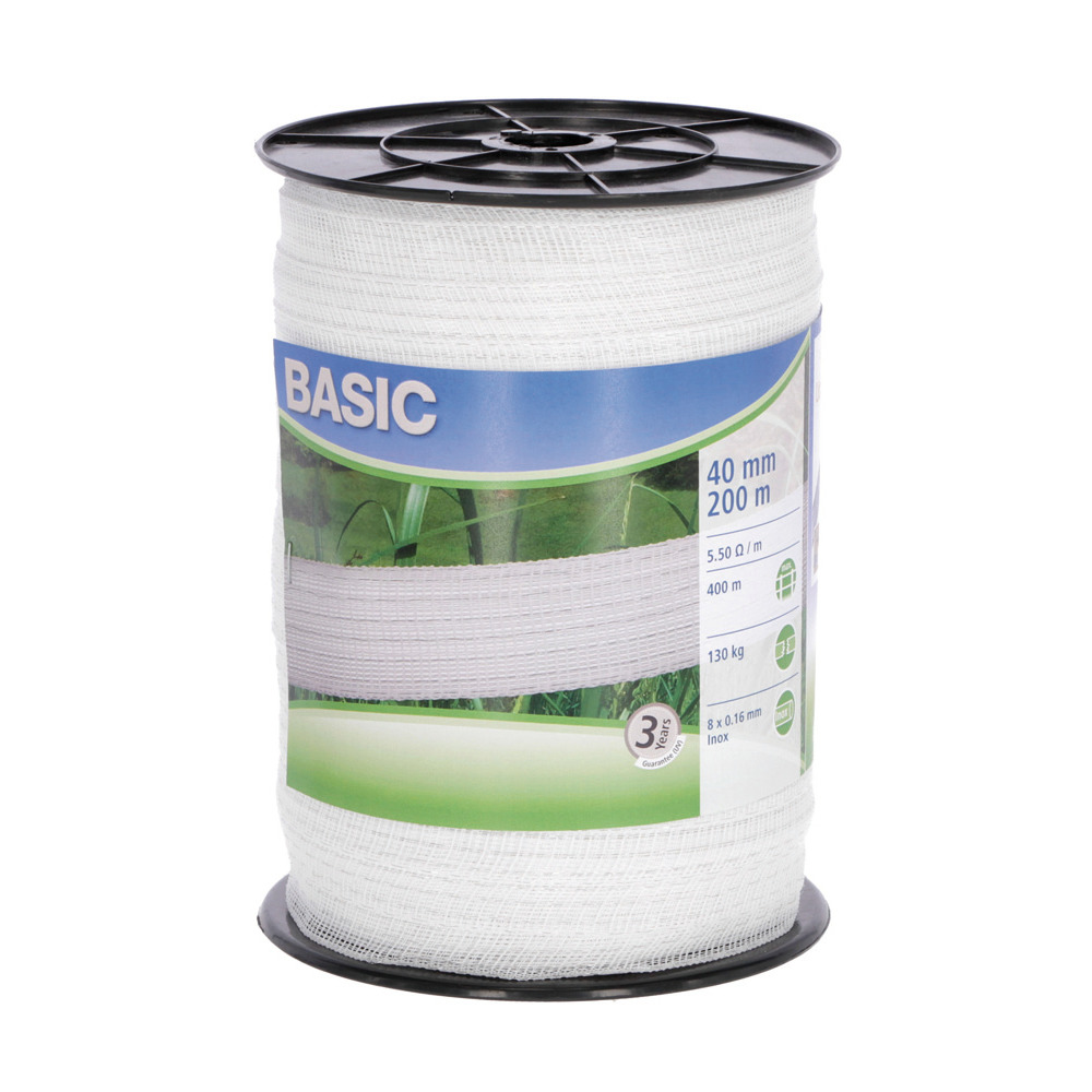 Weidezaunband Basic weiß, 40 mm / 200 m
