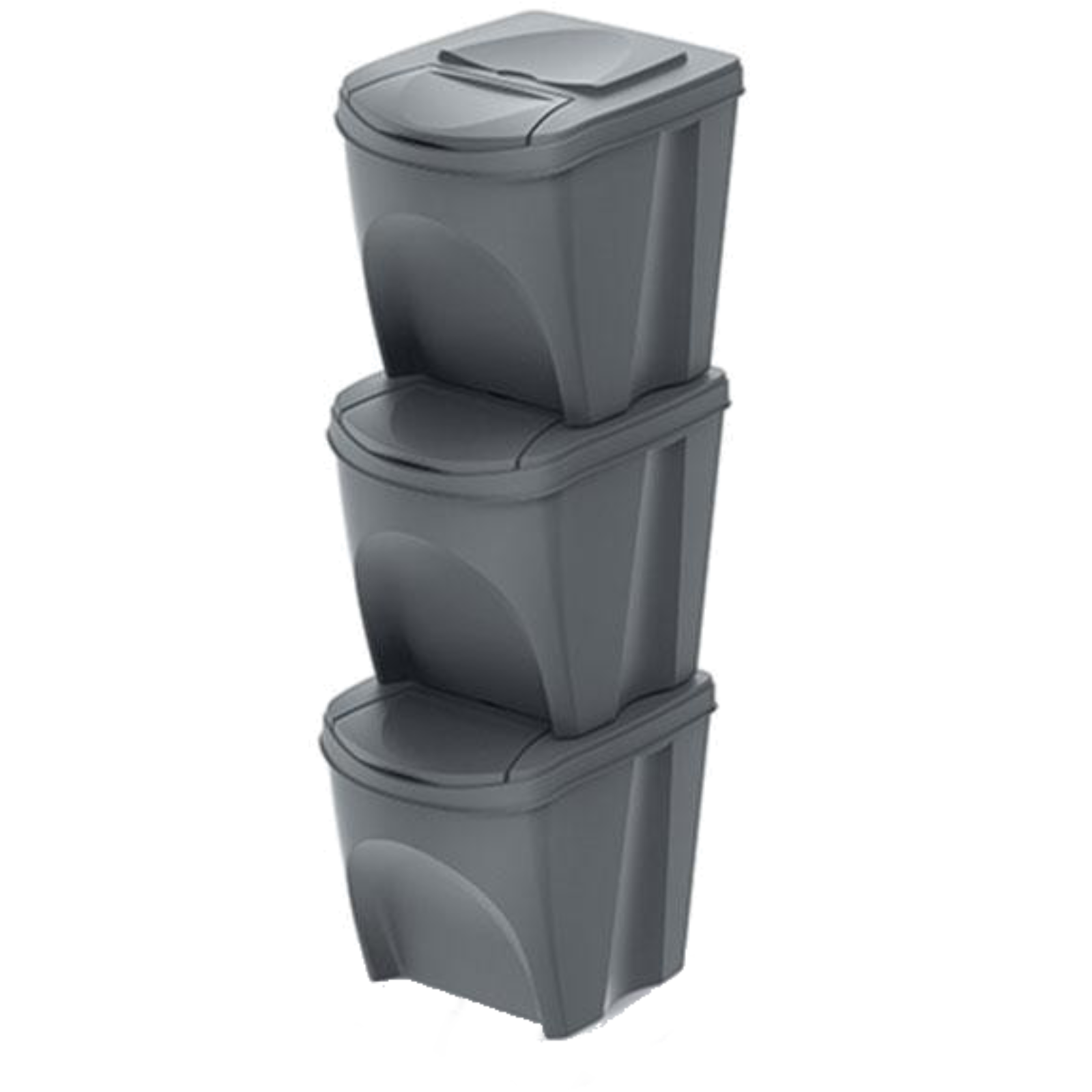  Mülleimer 3 x 25 Liter Stapelbar Sortierbox