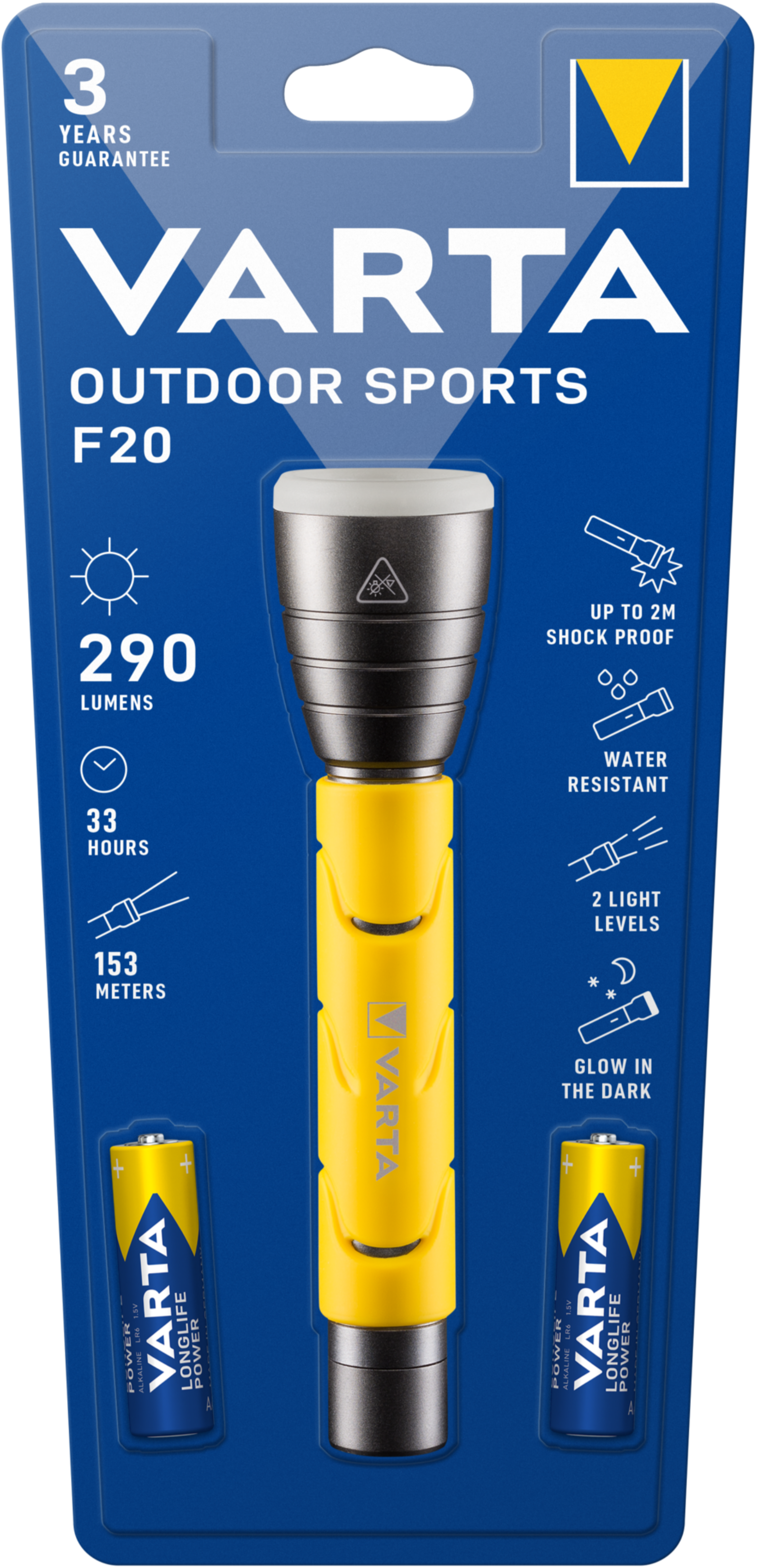 Taschenlampe Outdoor SportsF20 gelb mit 2AA Batterien