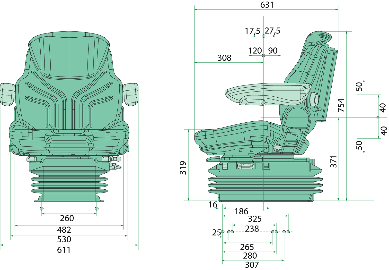 Fahrzeugsitz MSG 95AL/741, Maximo Dynamic, 12V
